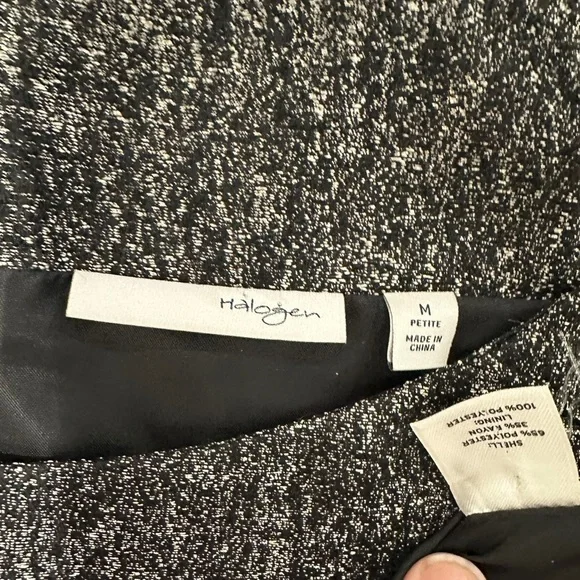 Halogen Black Silver Metallic Peplum Boat Neck Short Sleeve Blouse M - Picture 6 of 6